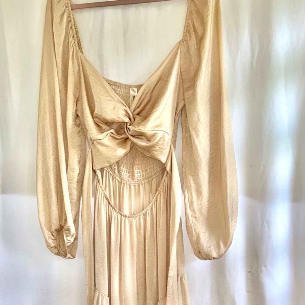 Midi/Maxi ivory 100%% silk dress